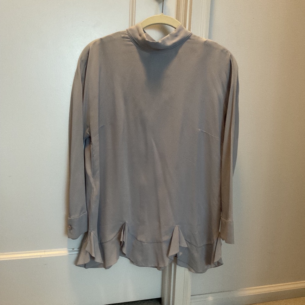 Prada light blue silk blouse w/lace camisole